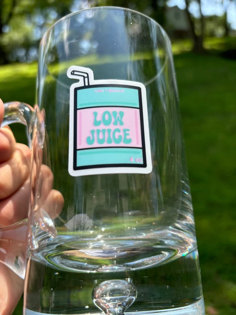 Low Juice T1D Sticker: Type One Diabetes Decal, Waterproof Vinyl Sticker