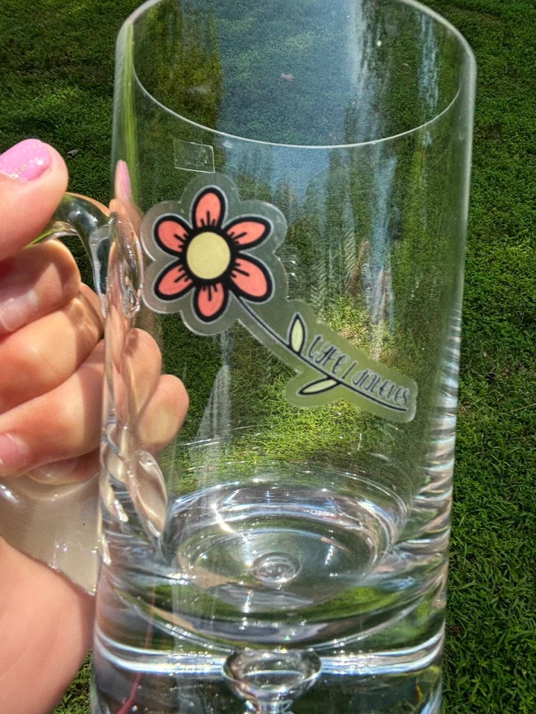Type 1 Diabetes Flower Sticker: Clear Floral Cartoon, Waterproof, Fade Resistant