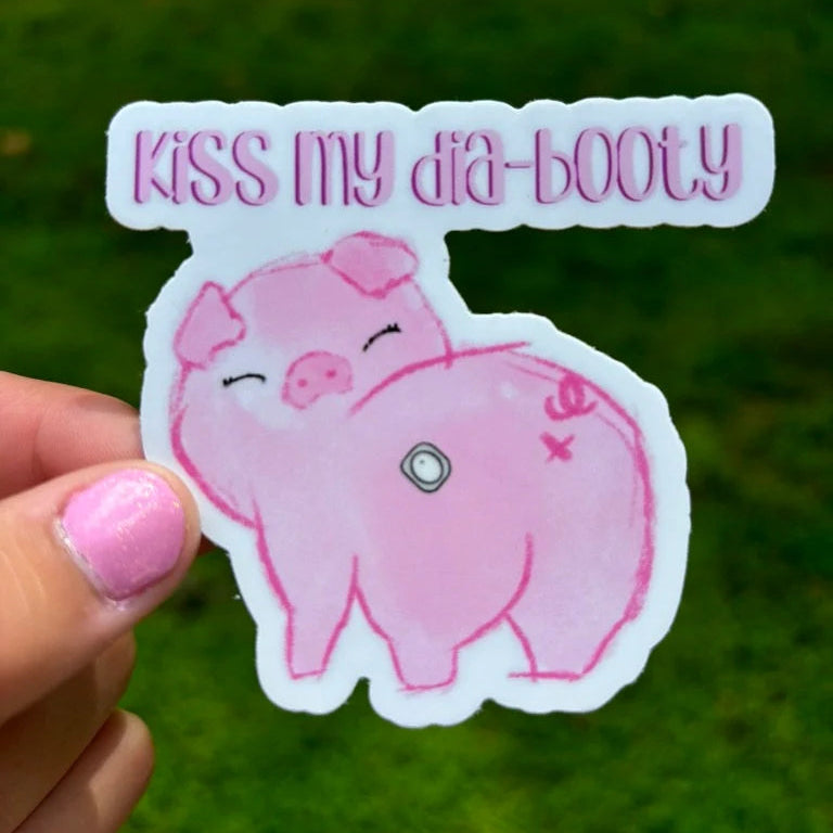 T1D Pig Sticker: Dexcom G7, Kiss My Dia-booty (Waterproof)