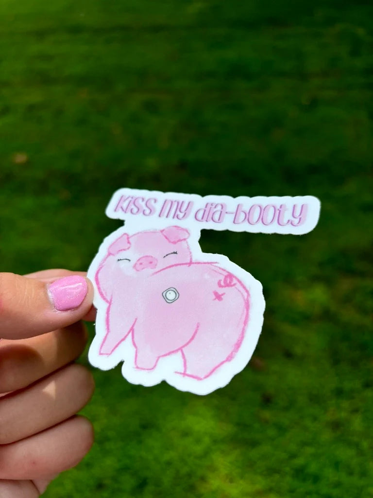 T1D Pig Sticker: Dexcom G7, Kiss My Dia-booty (Waterproof)