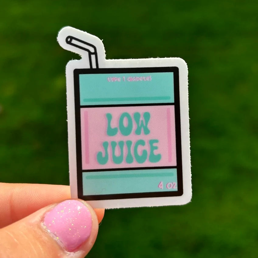 Low Juice T1D Sticker: Type One Diabetes Decal, Waterproof Vinyl Sticker