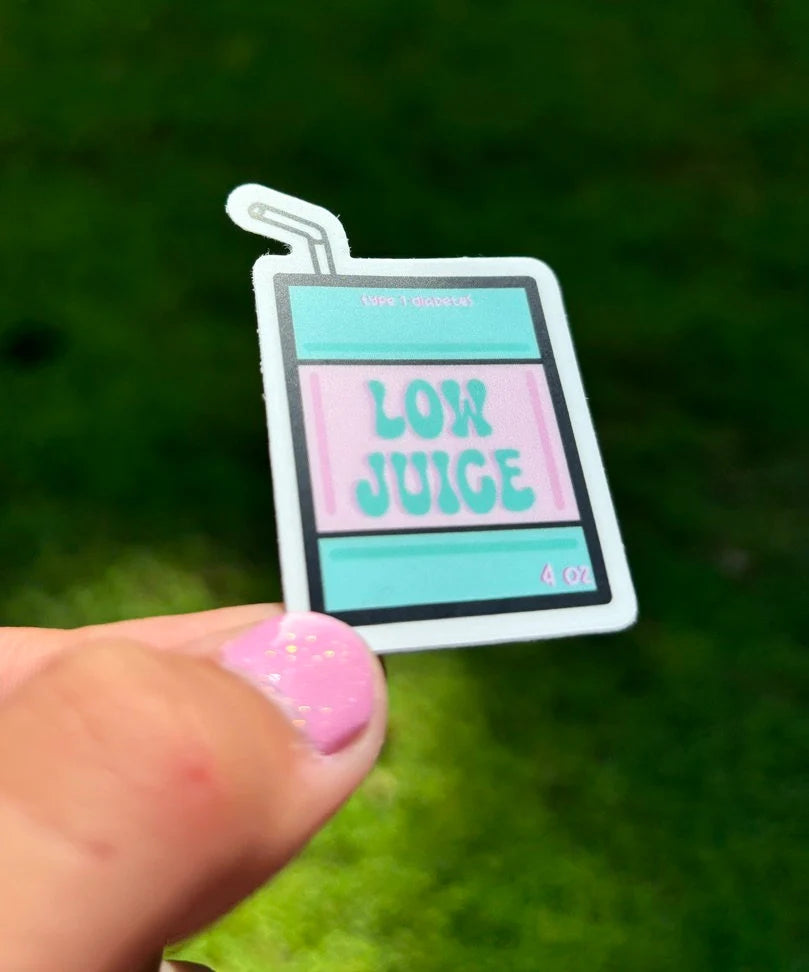 Low Juice T1D Sticker: Type One Diabetes Decal, Waterproof Vinyl Sticker