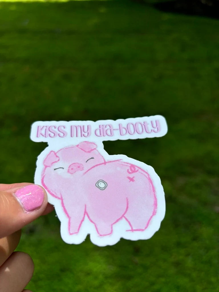 T1D Pig Sticker: Dexcom G7, Kiss My Dia-booty (Waterproof)