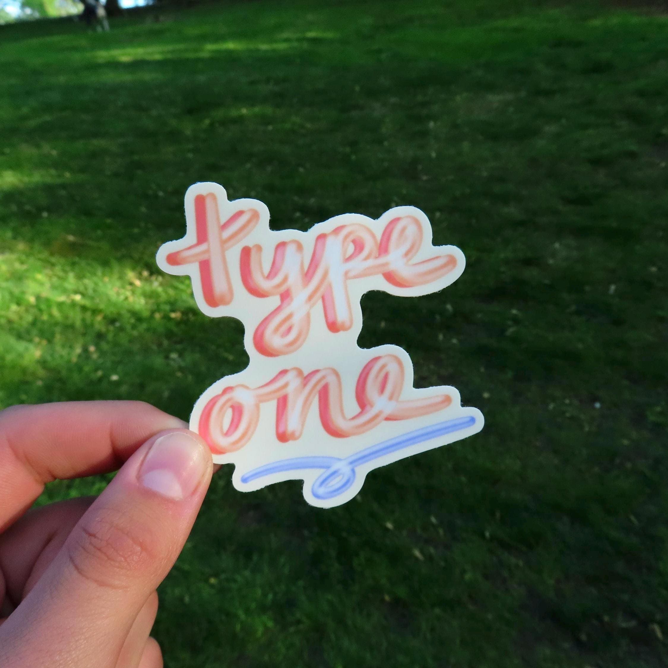 Type One Diabetes Bubble letter Sticker: light mango, waterproof, matte