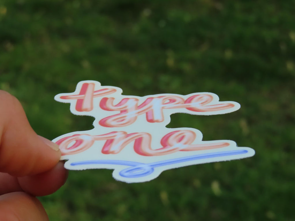 Type One Diabetes Bubble letter Sticker: light mango, waterproof, matte