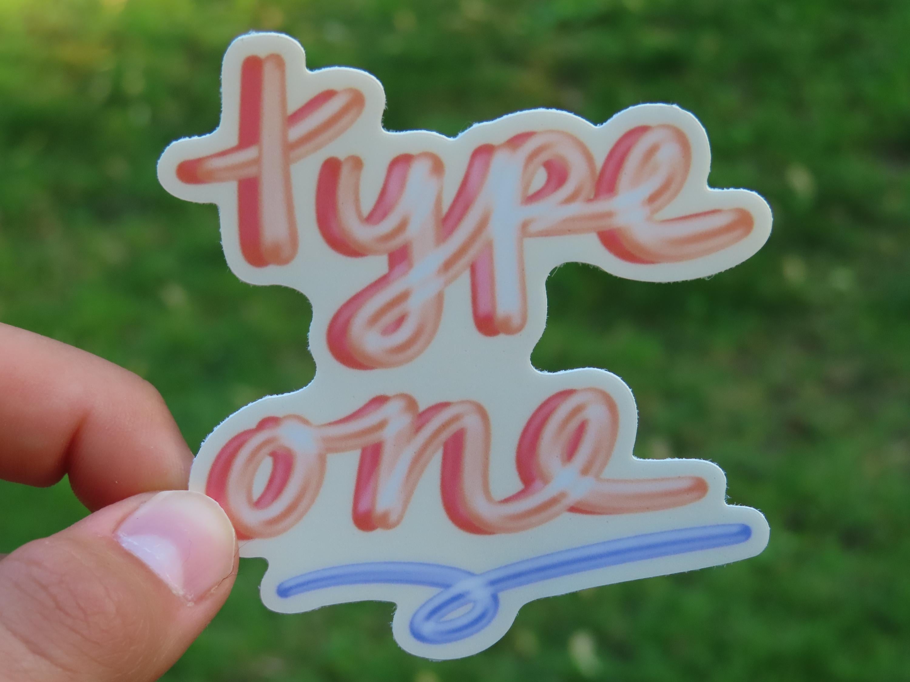 Type One Diabetes Bubble letter Sticker: light mango, waterproof, matte